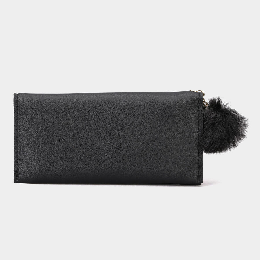 Women's Black Polyurethane Hand Pouch, , large image number null