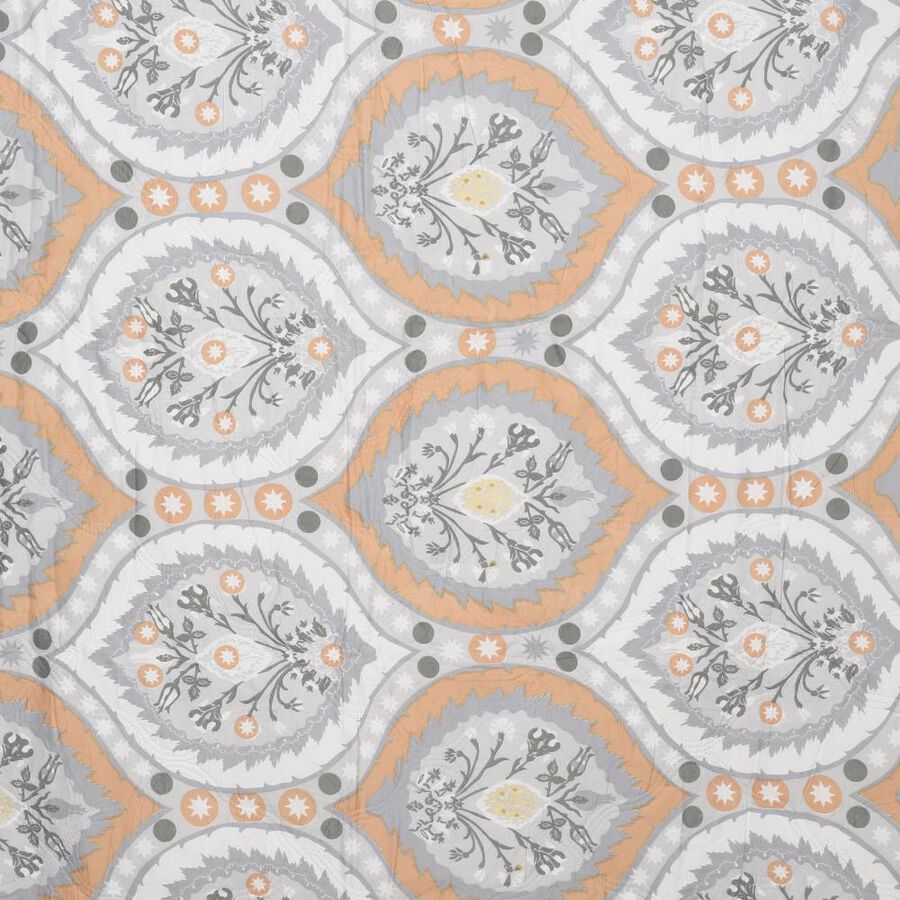 Orange and Grey Floral Printed Single Blanket, , large image number null