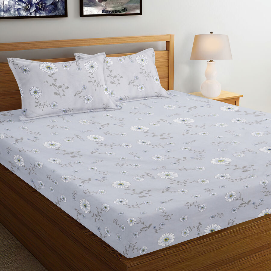 120 GSM Blue Polyester Double Bedsheet, , large image number null