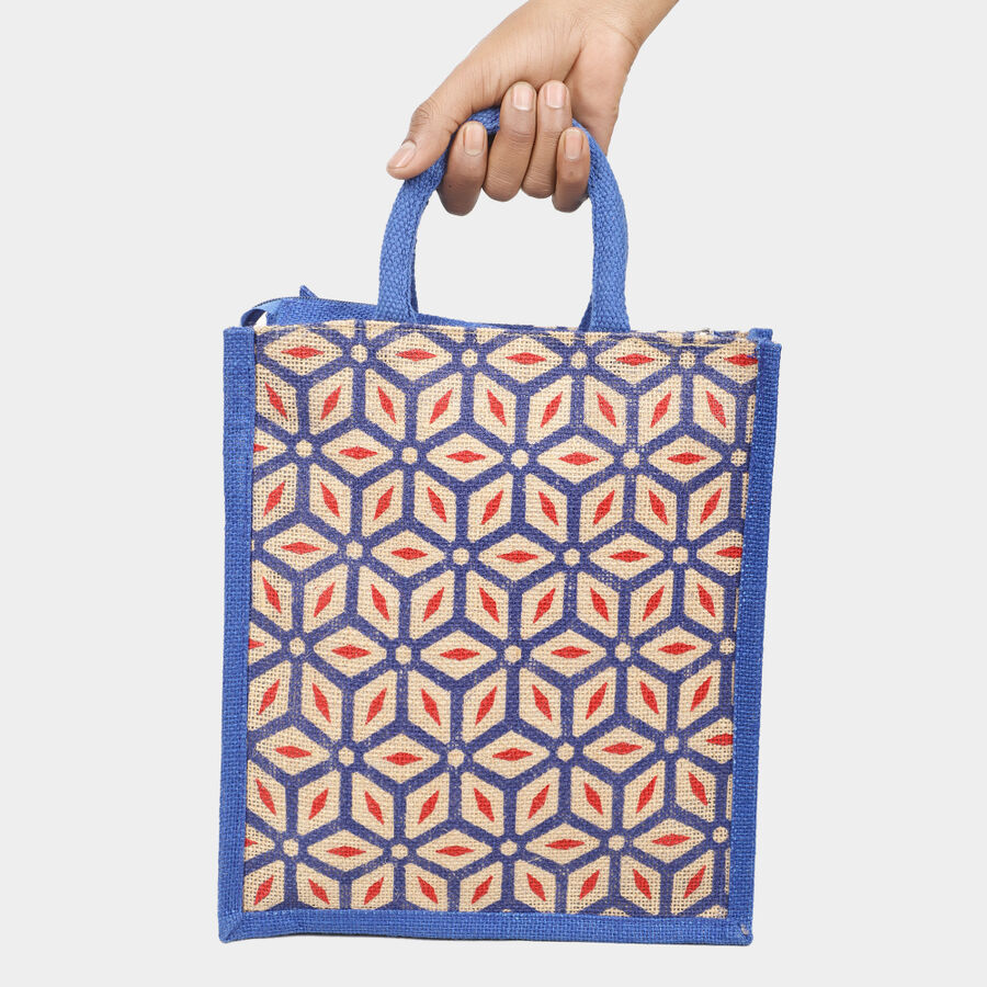 Dark Blue Printed Jute Bag, , large image number null