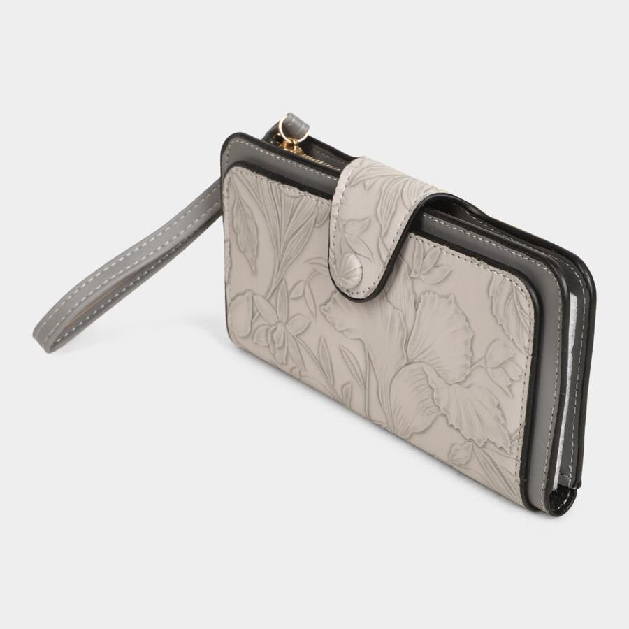 Women's Grey Polyurethane Long Wallet, , large image number null