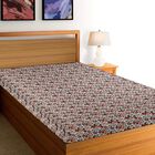 Dark Brown Cotton Floral Printed Single Bedsheet, , small