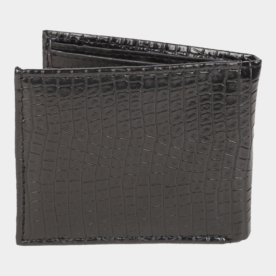 Men's Black Polyurethane Wallet, , large