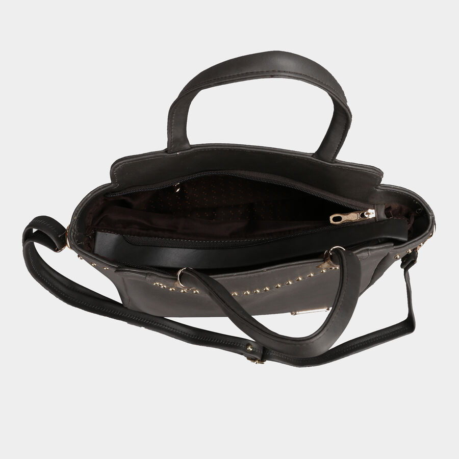 Women's Dark Grey Polyurethane Tote Bag, , large image number null