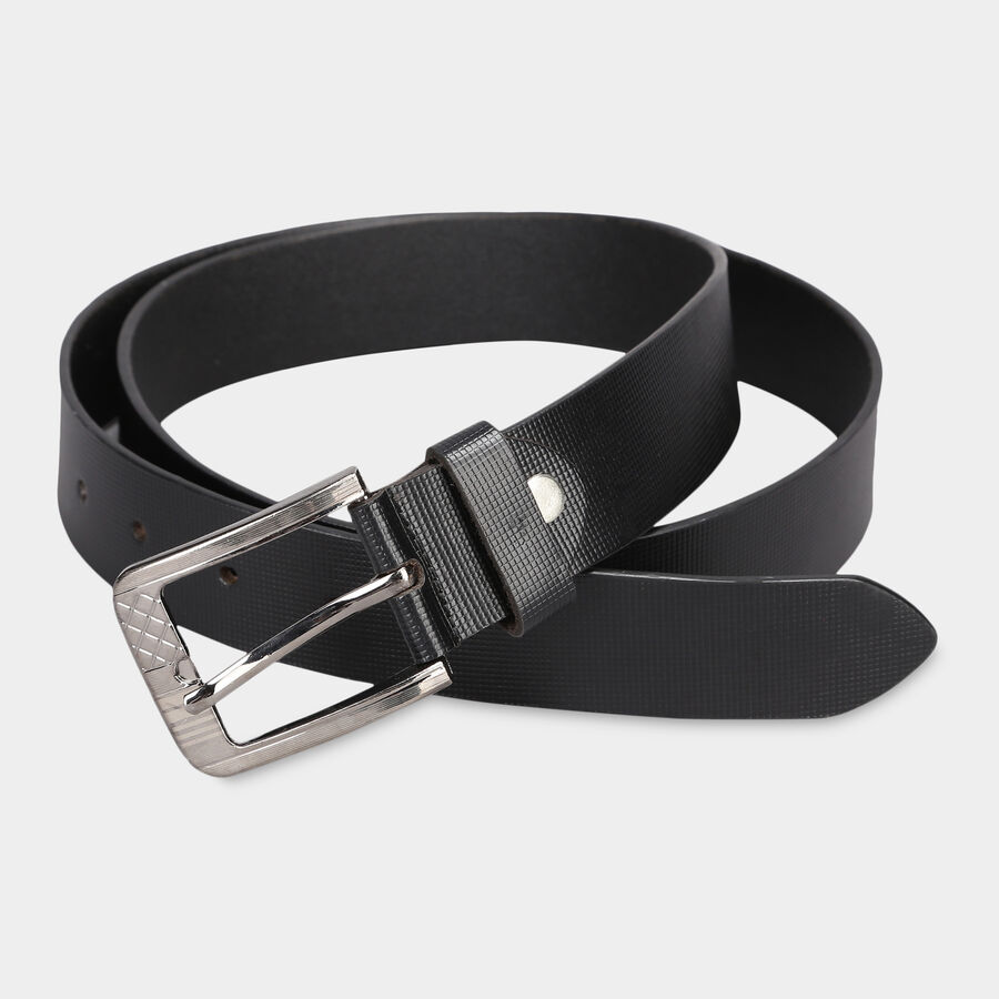 Men's Black Leather Casual Belt, , large image number null