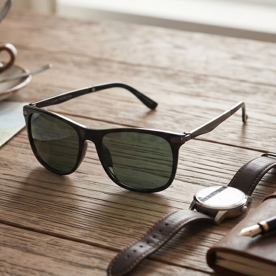 Men's Black Plastic Sunglasses, , large