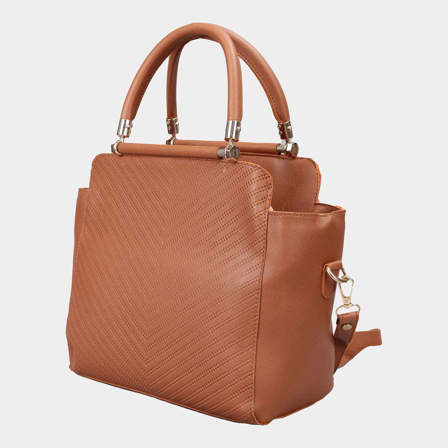 Women's Tan Polyurethane Tote Bag, , large image number null