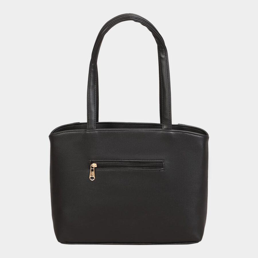 Women's Black Polyurethane Handbag, , large image number null