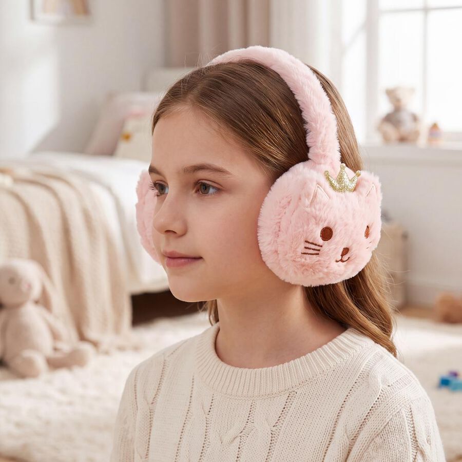 Kid's Pink Bunny Earmuffs, , large