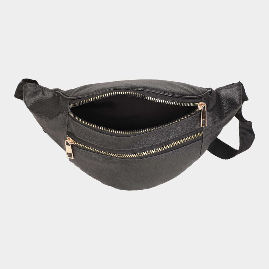 Men's Black Polyurethane/Leather Waist Bag, , large image number null