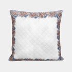 White Quilted Floral Printed Cushion Cover, , small