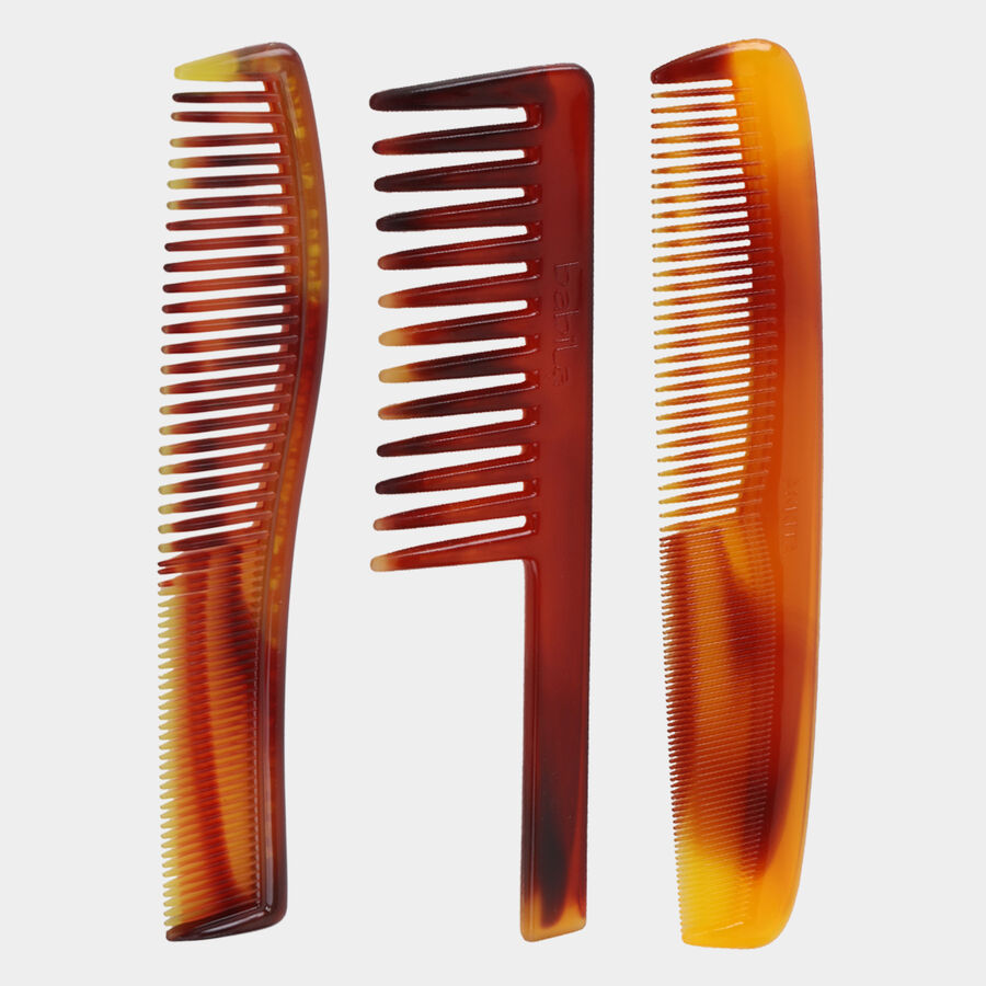 Plastic Hair Comb, Set of 3 - Colour/Design May Vary, , large image number null