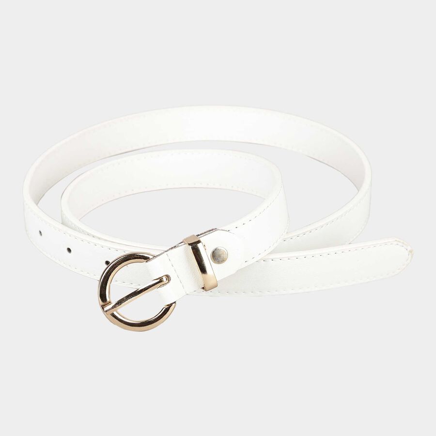 Women's White Polyurethane Belt, , large image number null