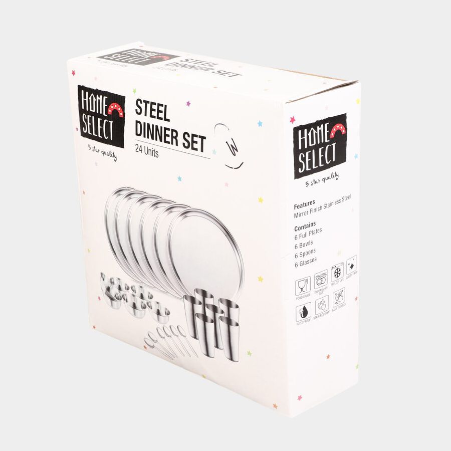 24 Pcs. Steel Dinner Set, , large image number null