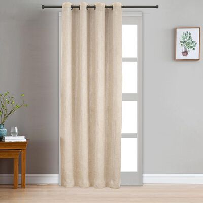 9ft. Living Room Light Beige Linen Eyelet Curtains