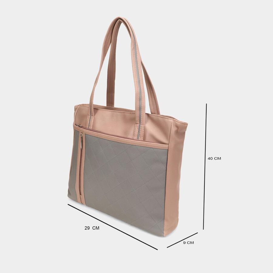 Women's Peach Polyurethane Tote Bag, , large image number null