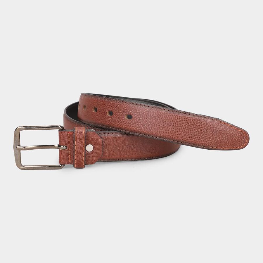 Men Brown Pu Formal Belt, , large