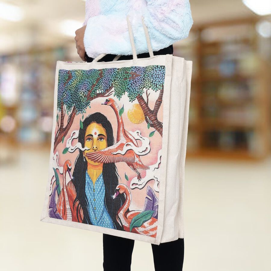 Women's Printed Canvas Tote Bag, Medium, , large image number null