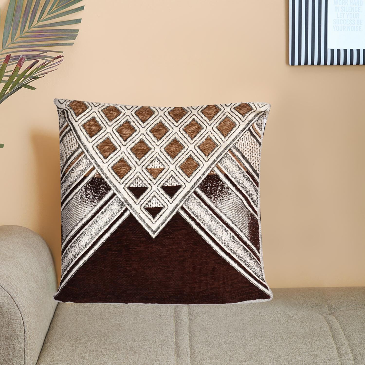 Home Beautiful                         Brown Microfiber Cushion Cover