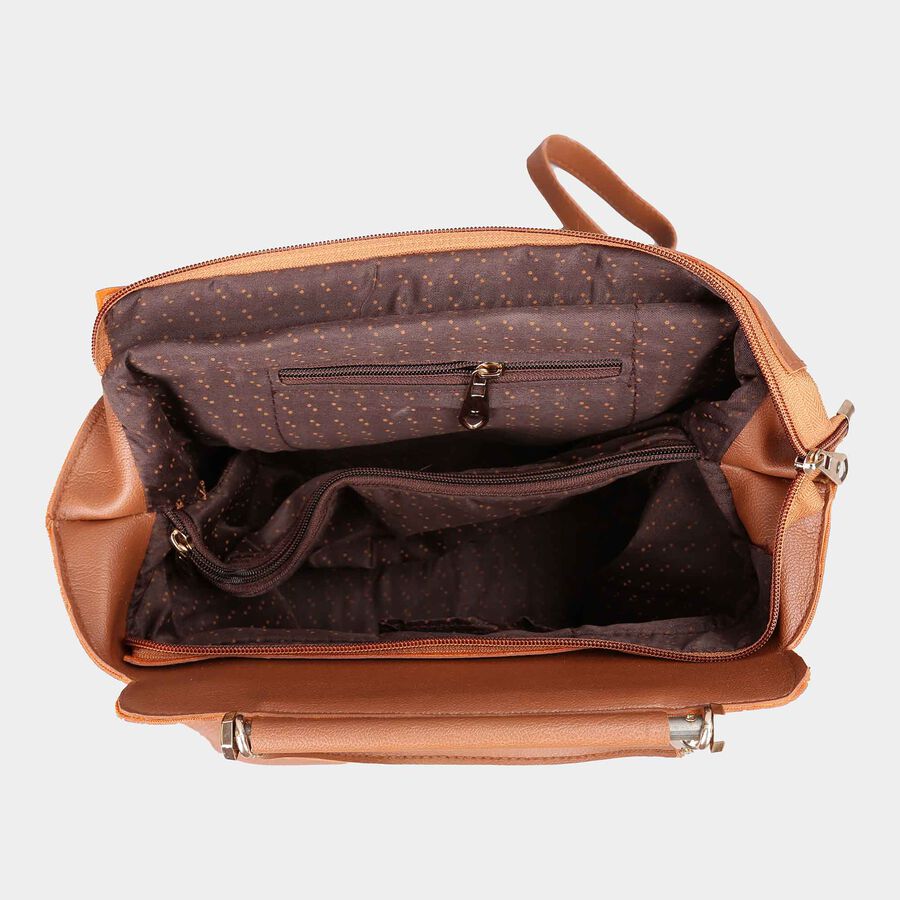 Women's Tan Polyurethane Tote Bag, , large image number null
