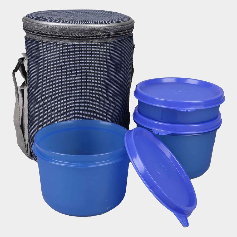 Plastic Lunch Box - 3 Containers With Bag, , large image number null