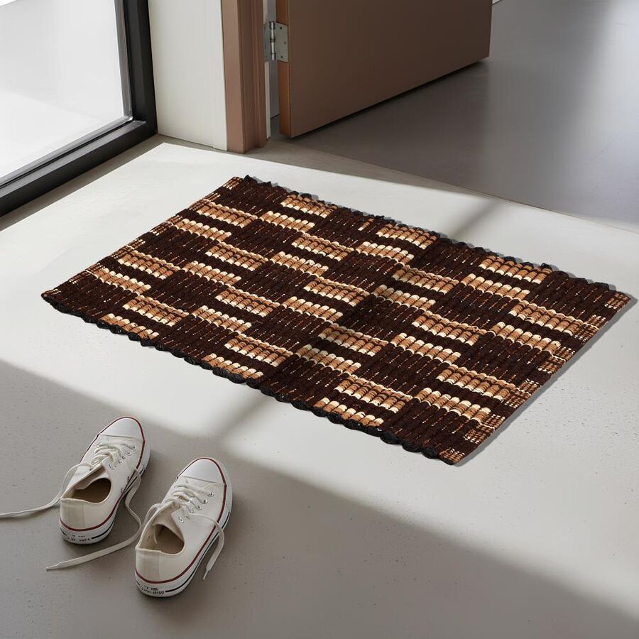Brown Polyester Cotton Door Mat, , large