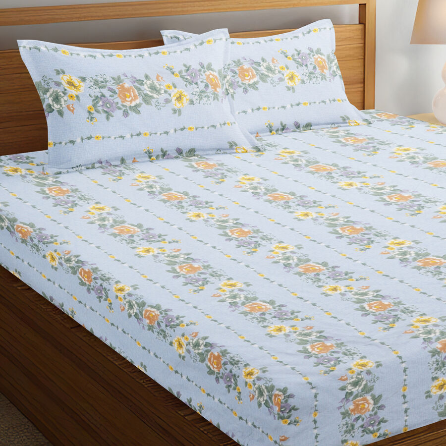 120 GSM Blue Polyester Double Bedsheet, , large image number null