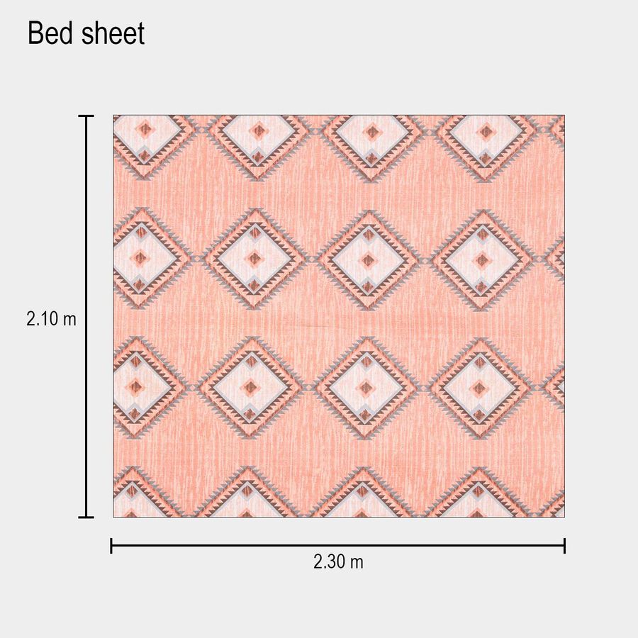 Peach Cotton Double Bedsheet With Pillow Cover, , large image number null