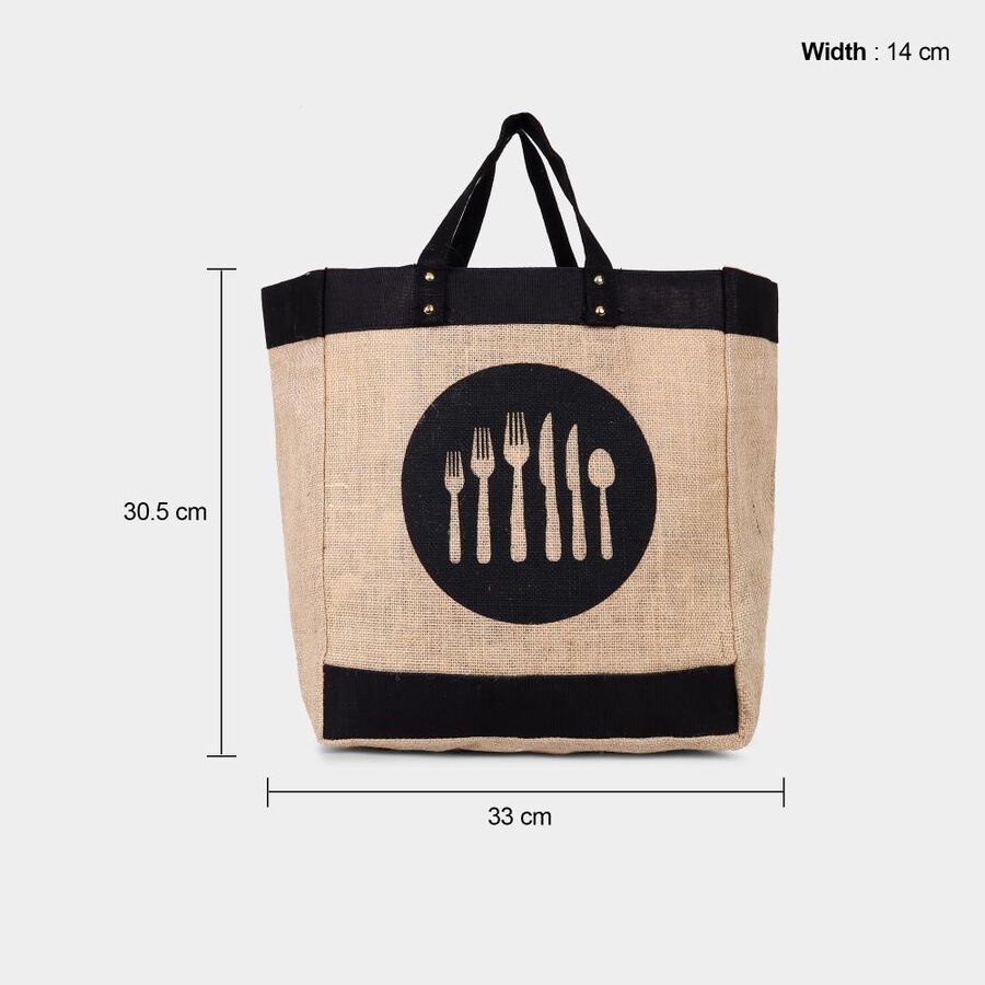 Black, Brown Jute Lunch Bag, , large image number null