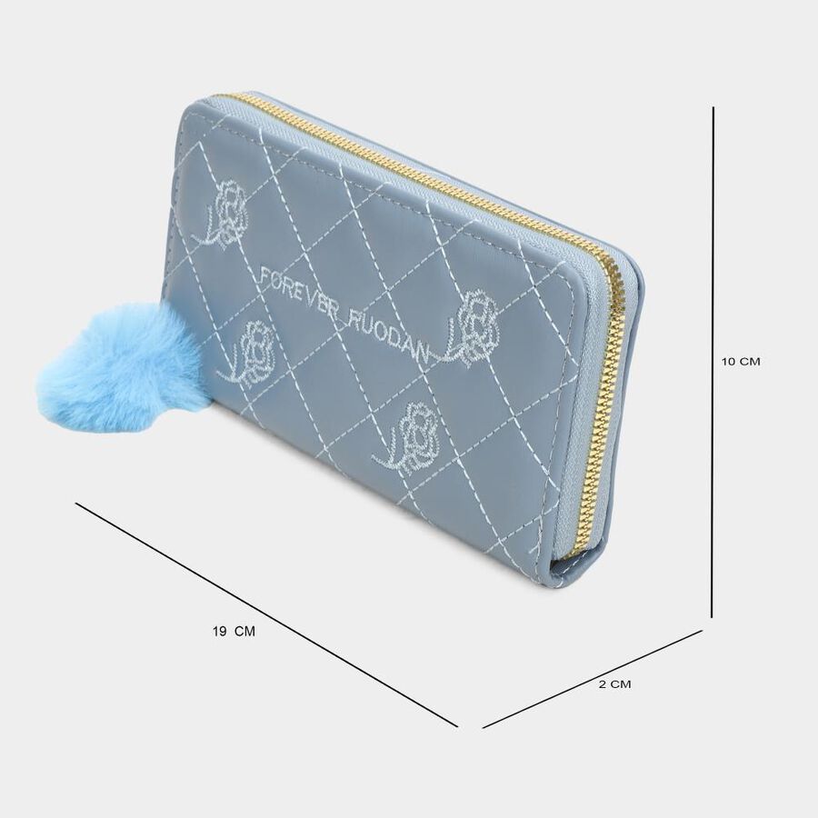 Women's Blue Polyurethane Long Wallet, , large image number null
