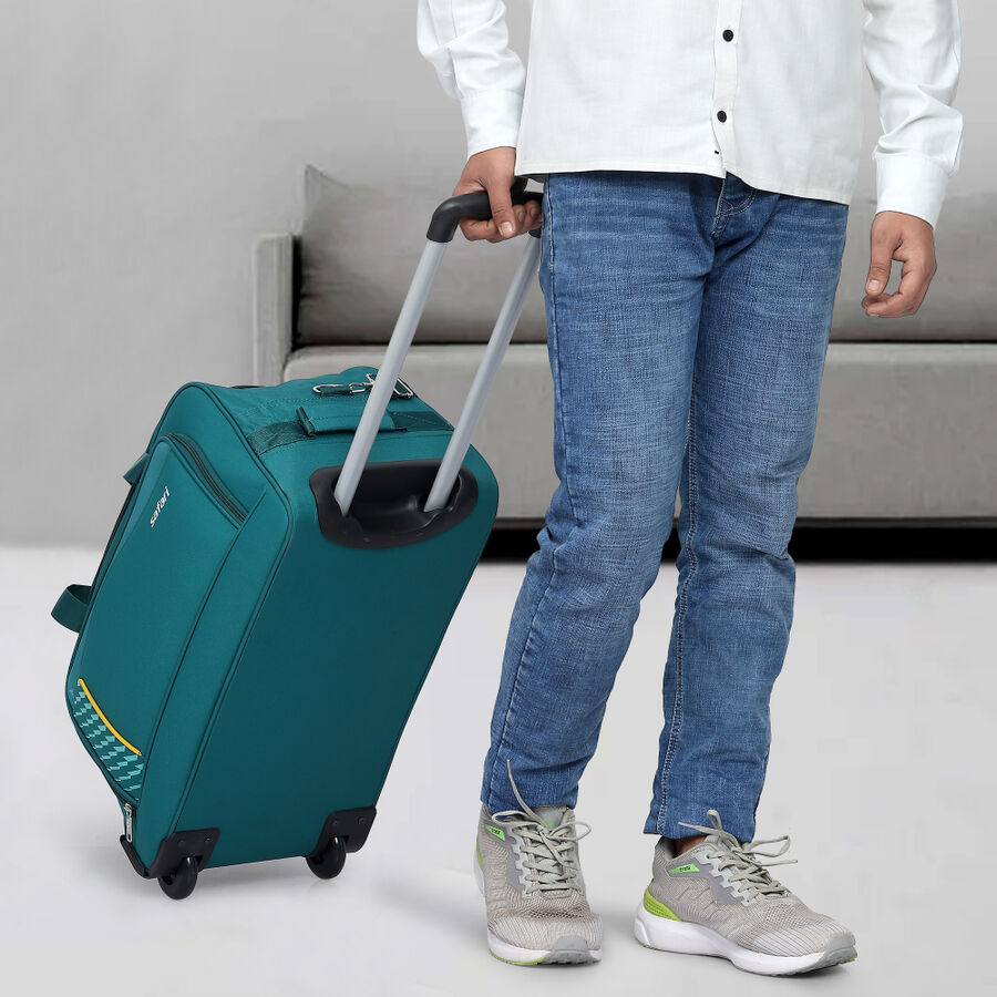2 Wheels Light Blue Polyester Duffle Trolley, , large image number null