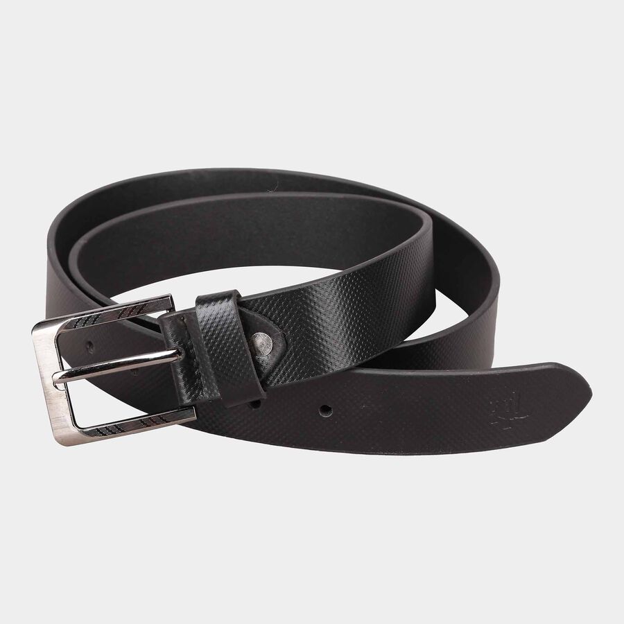 Men's Black Leather Casual Belt, , large image number null