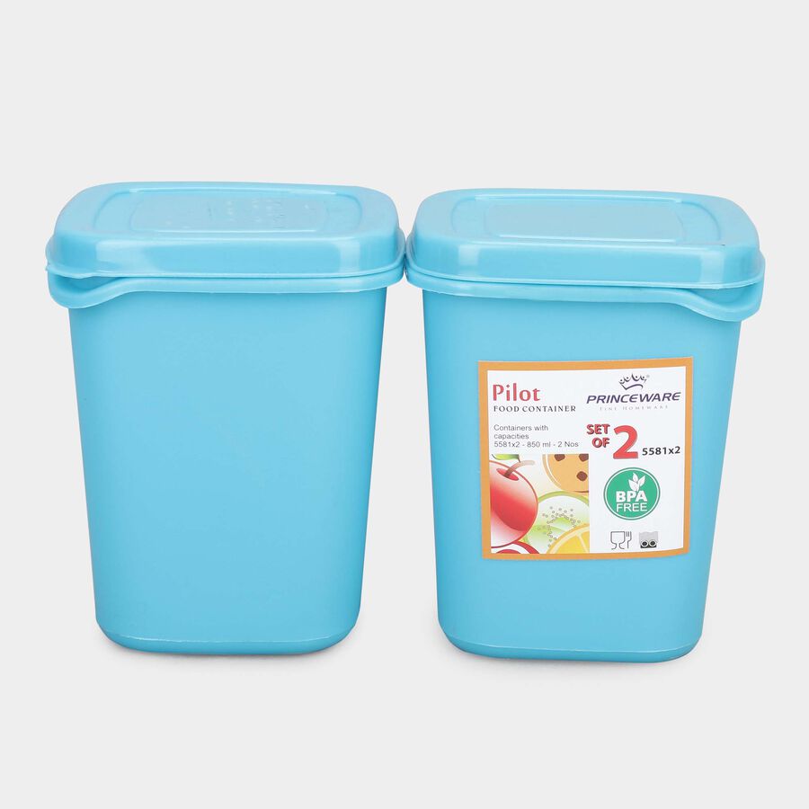 एयर-टाइट प्लास्टिक कंटेनर, 2 का सेट, 850 ml X 2, , large image number null