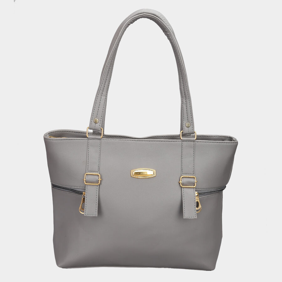 Women Solid Grey Handbag, , large image number null