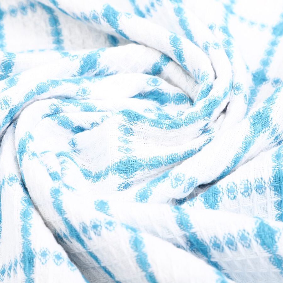 220 GSM Blue Cotton Blend Bath Towel, , large