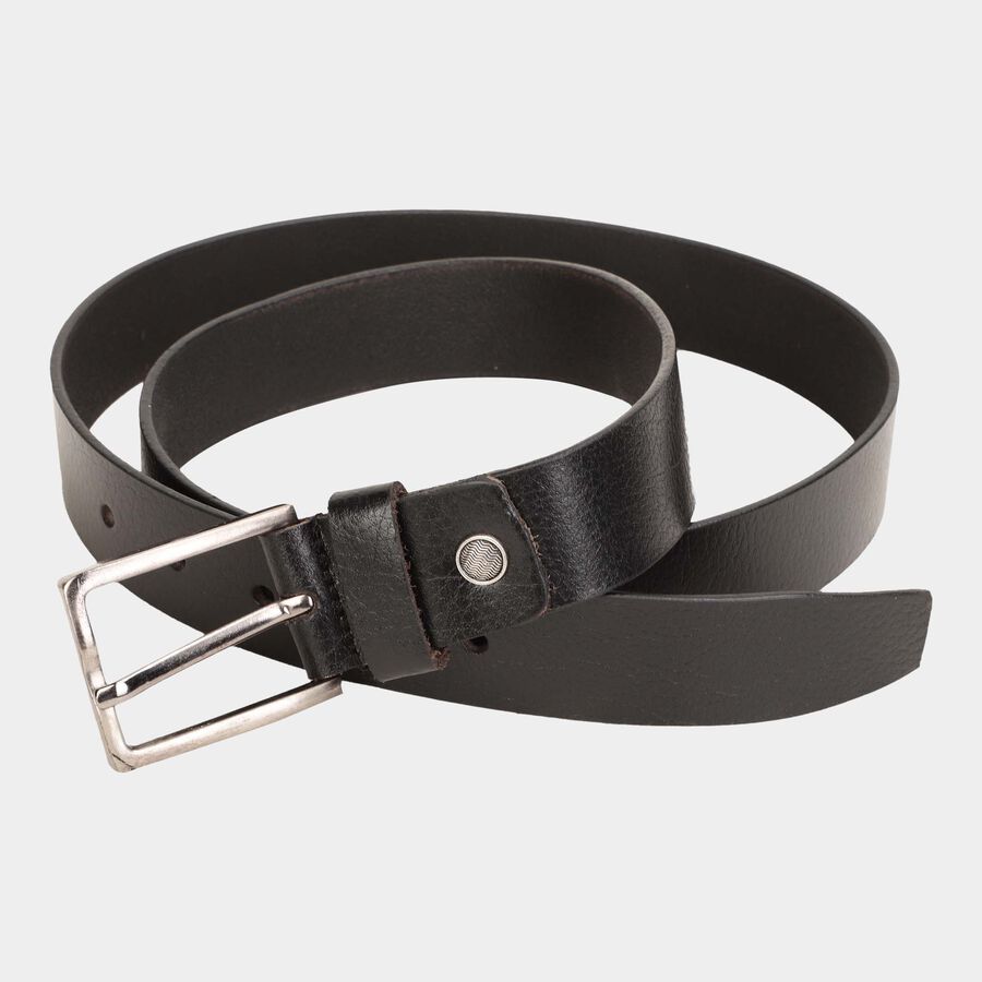 Men's Black Leather Casual Belt, , large image number null