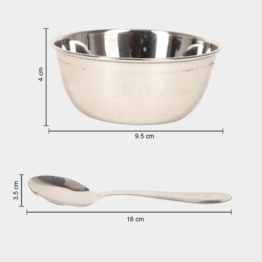 4 Pcs Stainless Steel Serving Bowl with Spoons, , large image number null