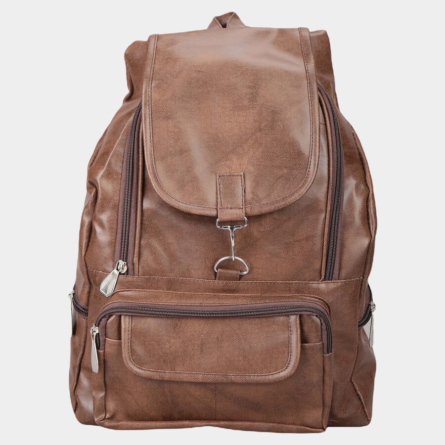 Women's Brown Polyurethane Backpack, , large image number null