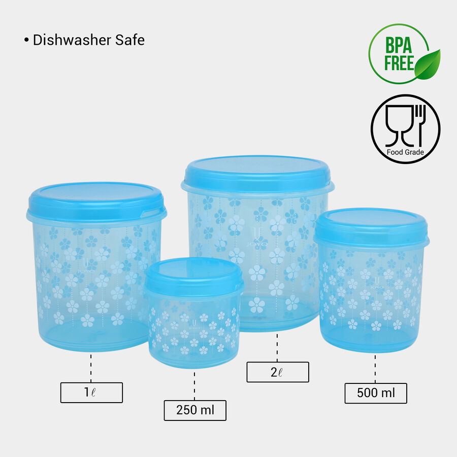 Air-Tight Plastic Container, Set of 4 - 250 ml | 500 ml | 1 L | 2 L, , large image number null