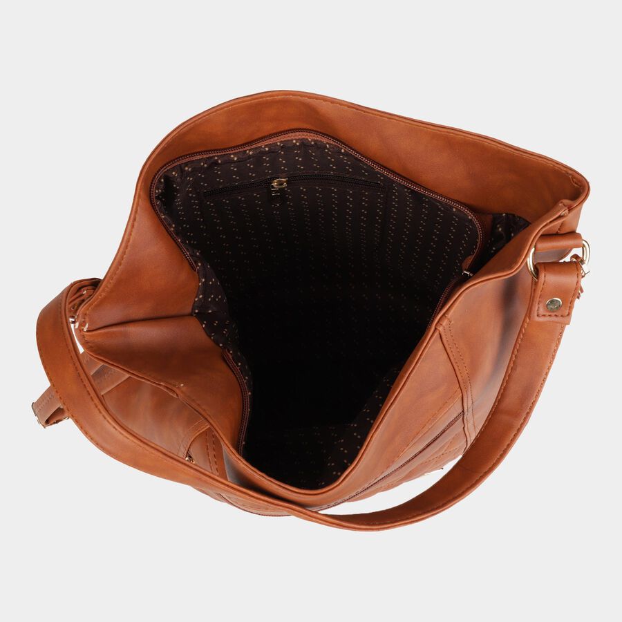 Women's Polyurethane Hobo Bag, Quilted, Medium Size, , large image number null