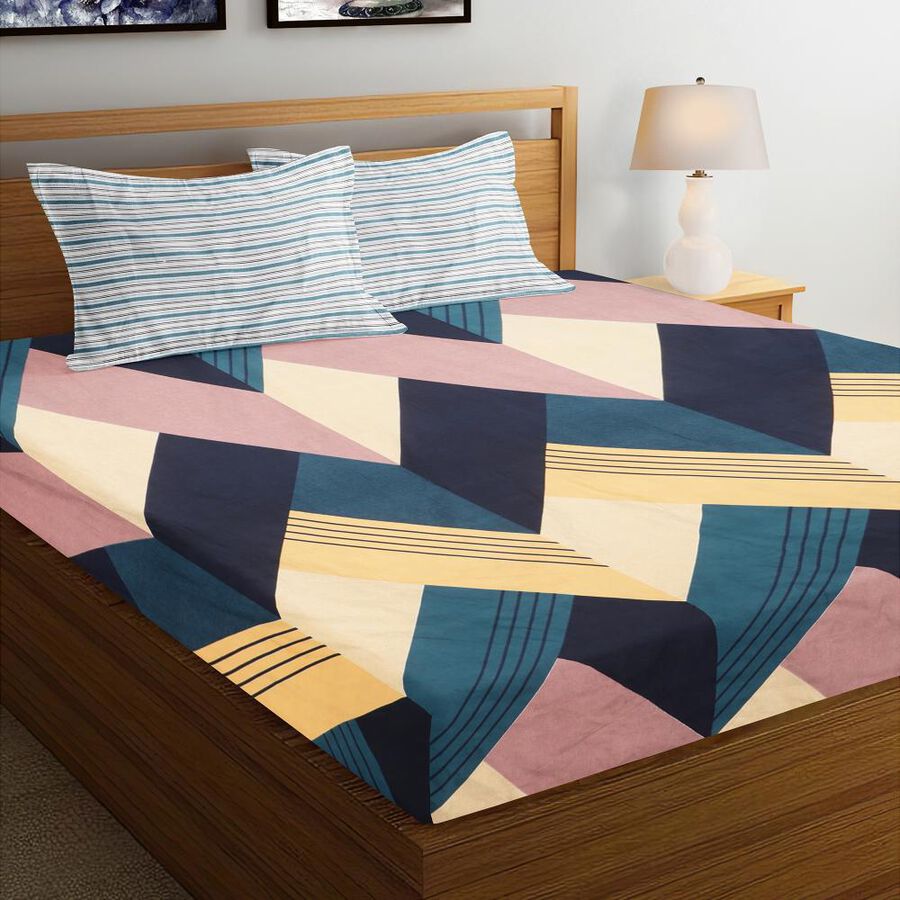 120 GSM Navy Blue Polyester Double Bedsheet, , large image number null