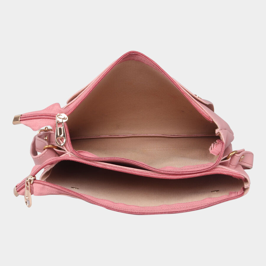 Women Plain Pink Sling Bag, , large image number null