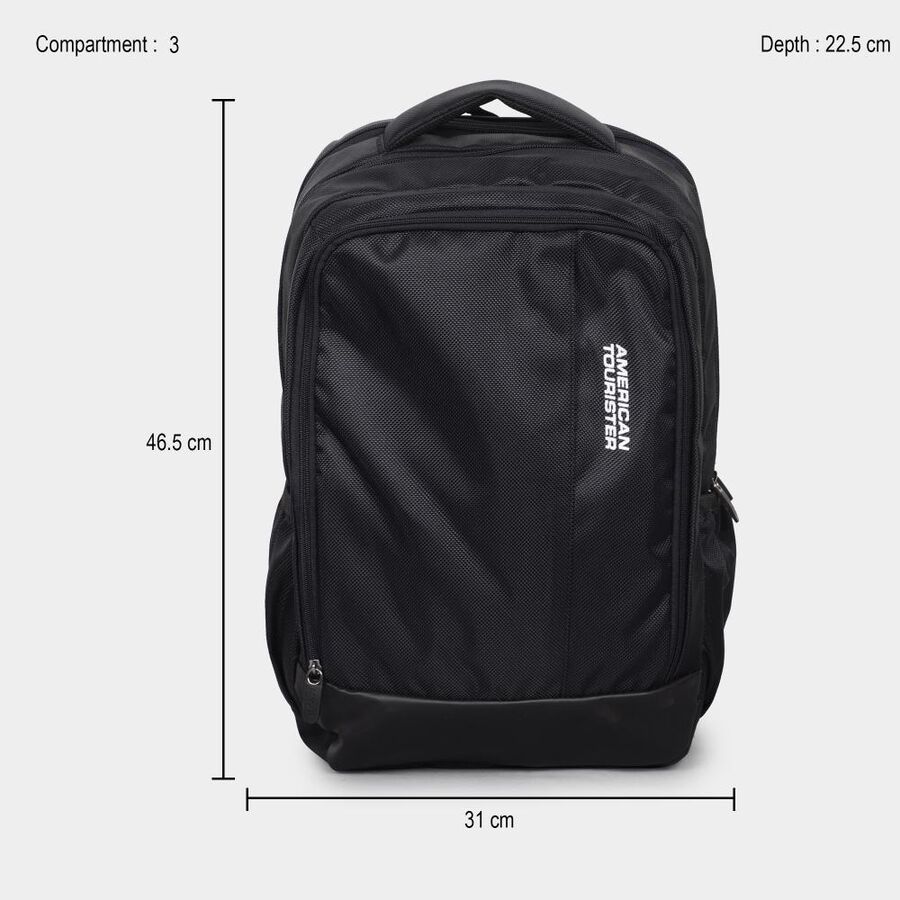 Black Polyester Backpack with Laptop Compartment, 32 L (Approx), , large image number null