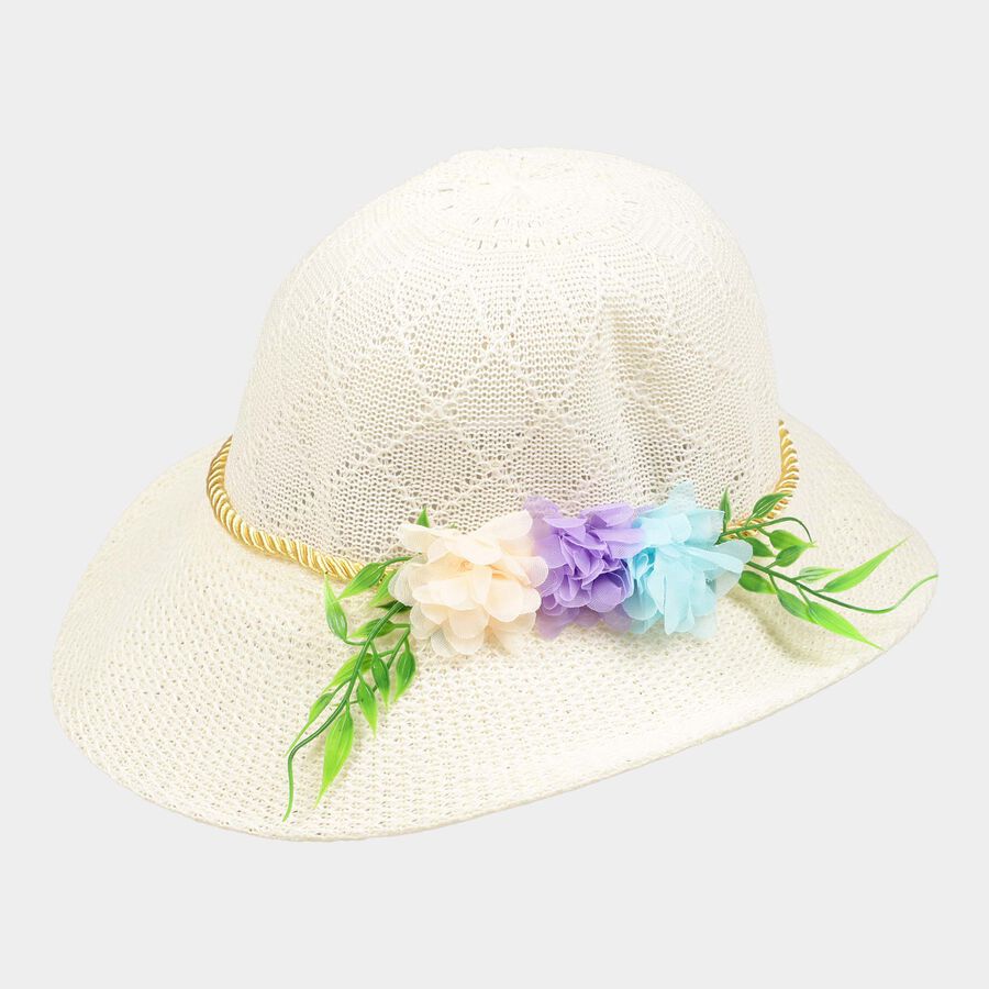 Kids' Off-White Plastic Hat, , large image number null