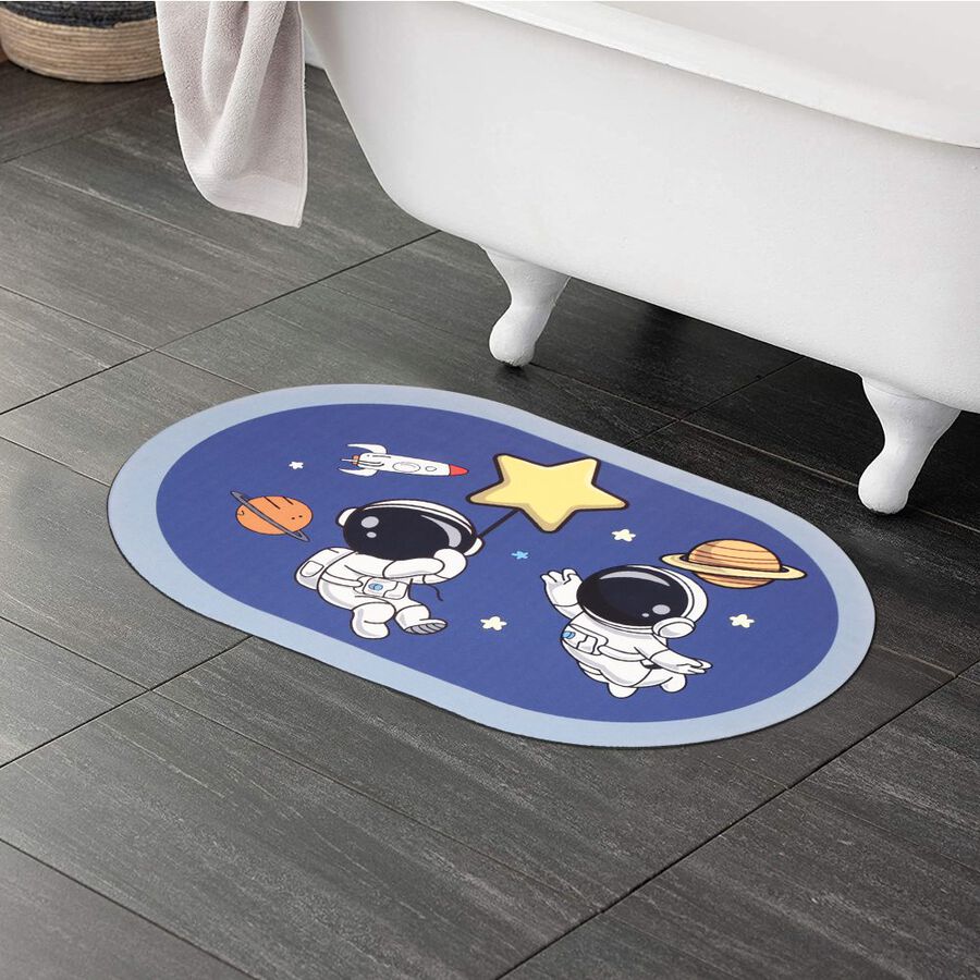 Anti-Skid Blue Polyester Bath Mat, , large