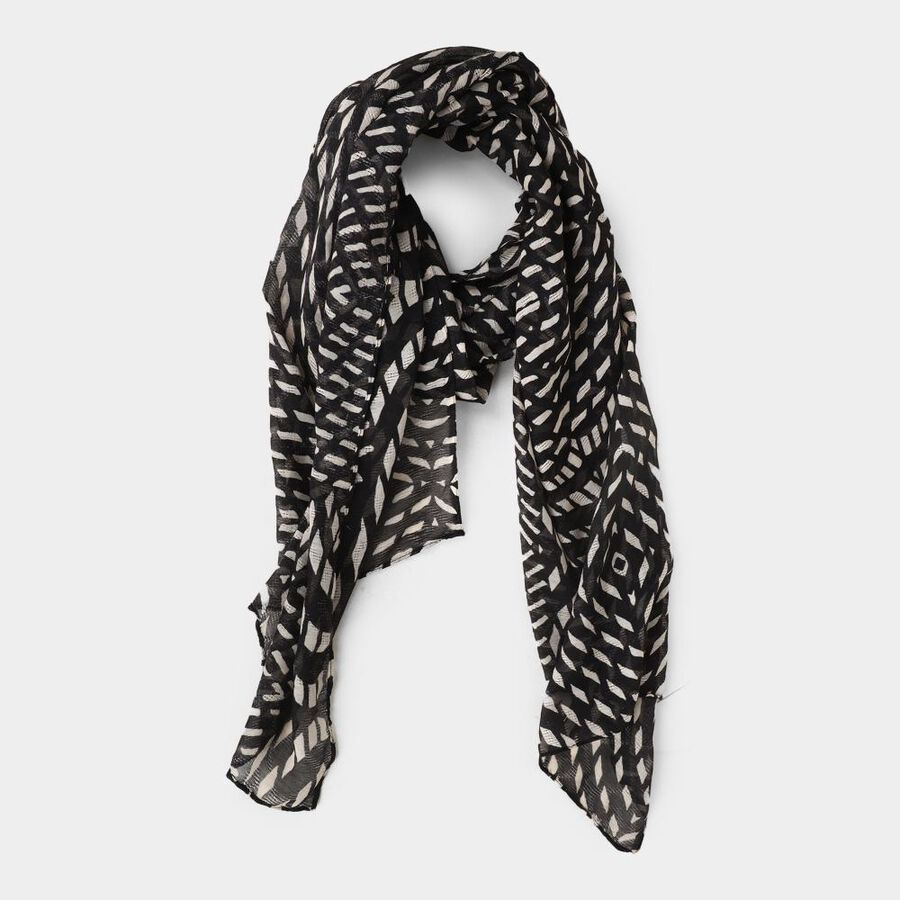 Women's Black Viscose Scarf, , large image number null