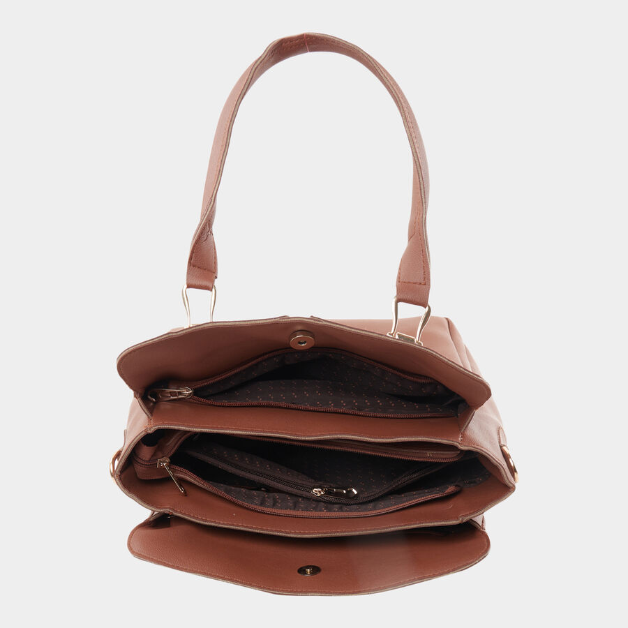 Women Solid Tan Handbag, , large image number null