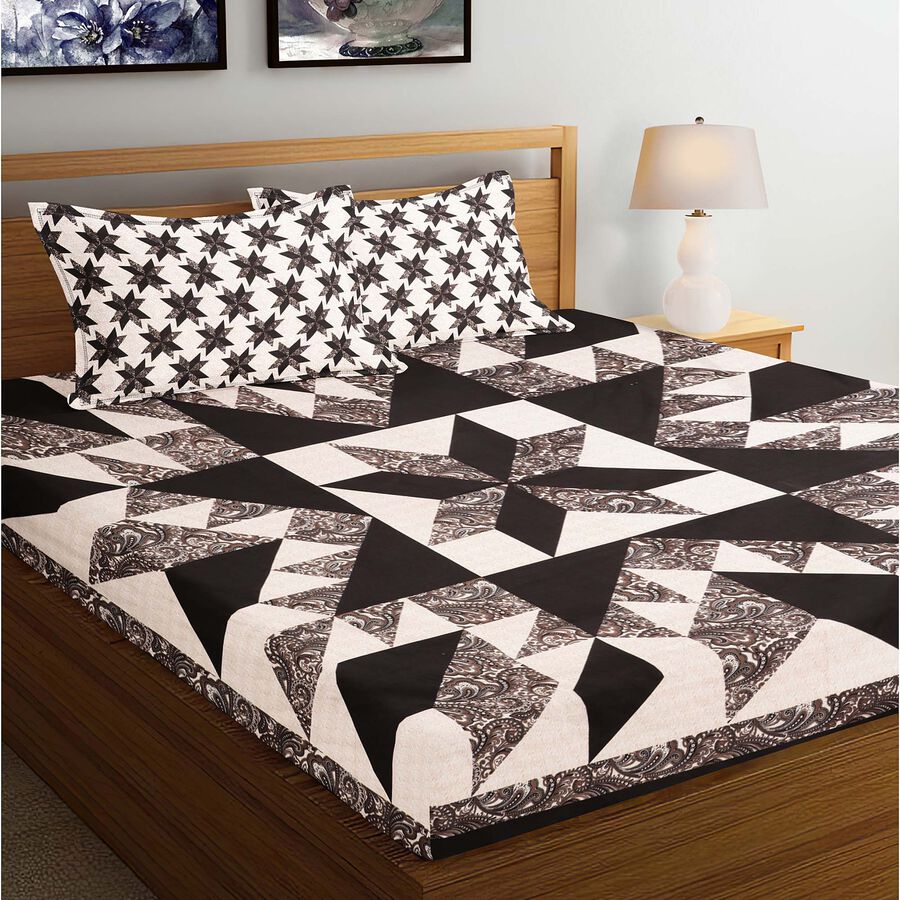 125 GSM Black Microfiber Double Bedsheet With Pillow Cover, , large image number null