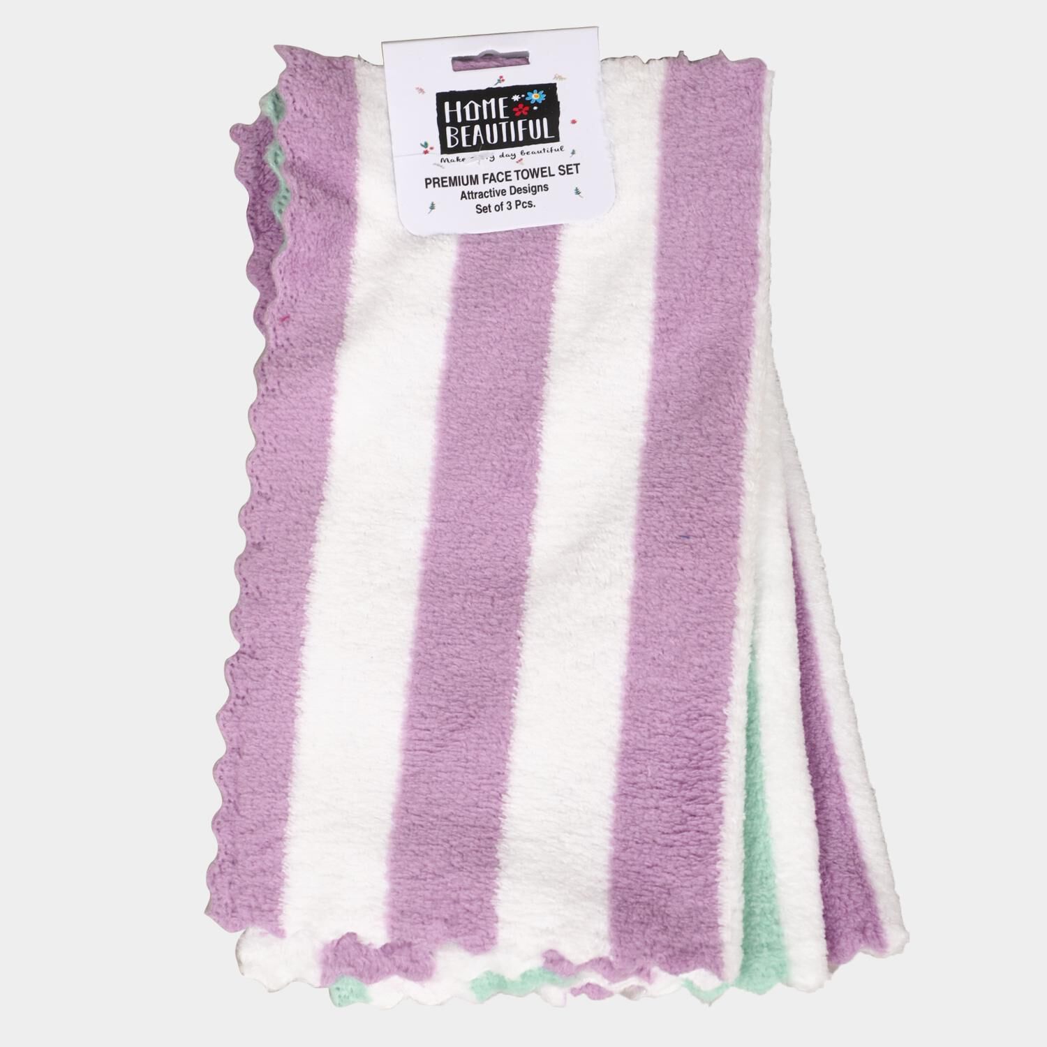 Home Beautiful                         240 GSM Purple | Green Microfiber Face Towel