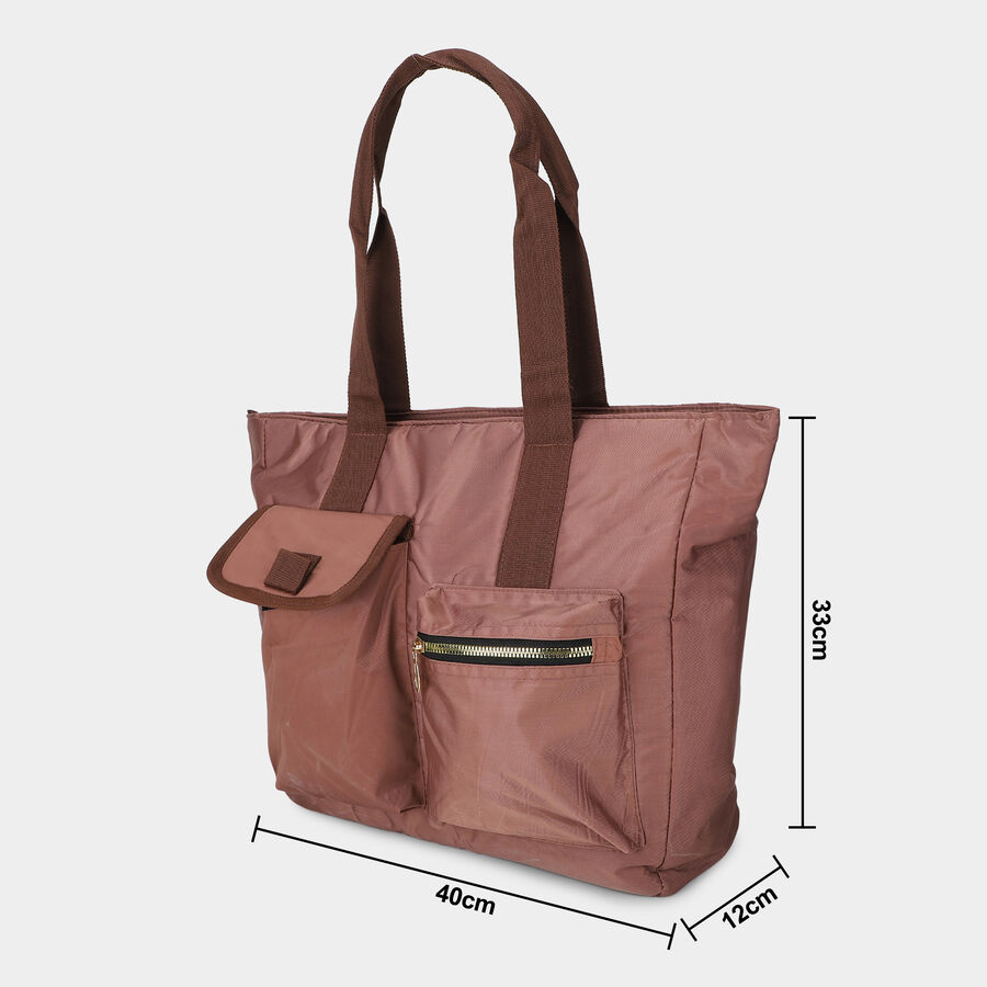 Woman's Beige Polyester Shopping Bag, , large